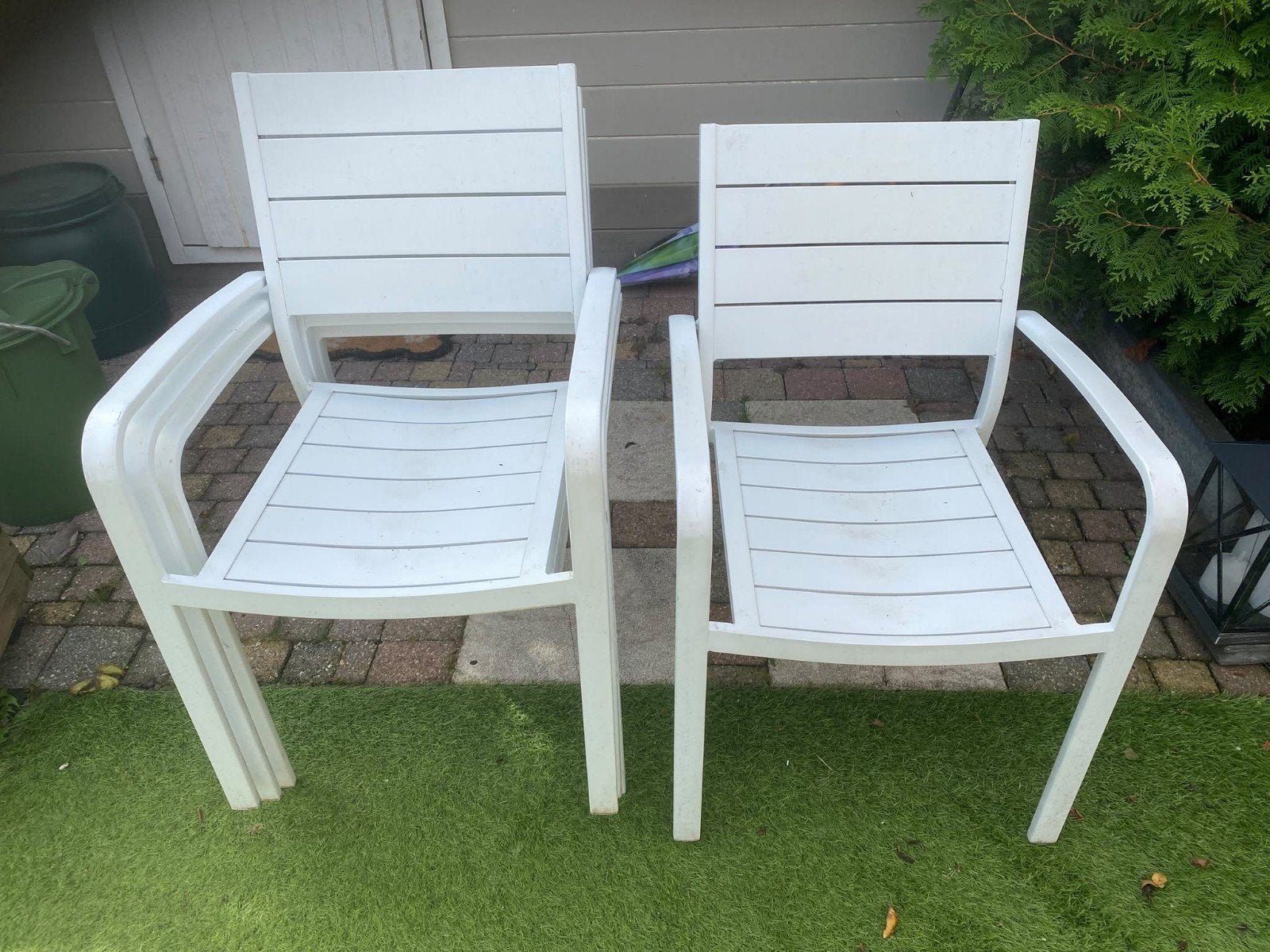 4 Witte metalen tuinstoelen, Ophalen, Metaal