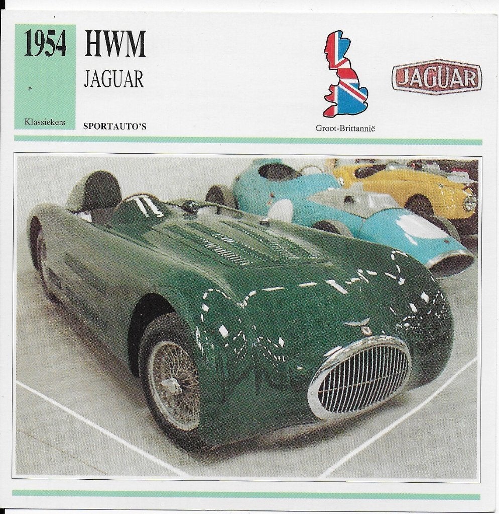 Ma670 autokaart hwm jaguar ( 1954 )  -, Ophalen of Verzenden, Zo goed als nieuw, Auto's
