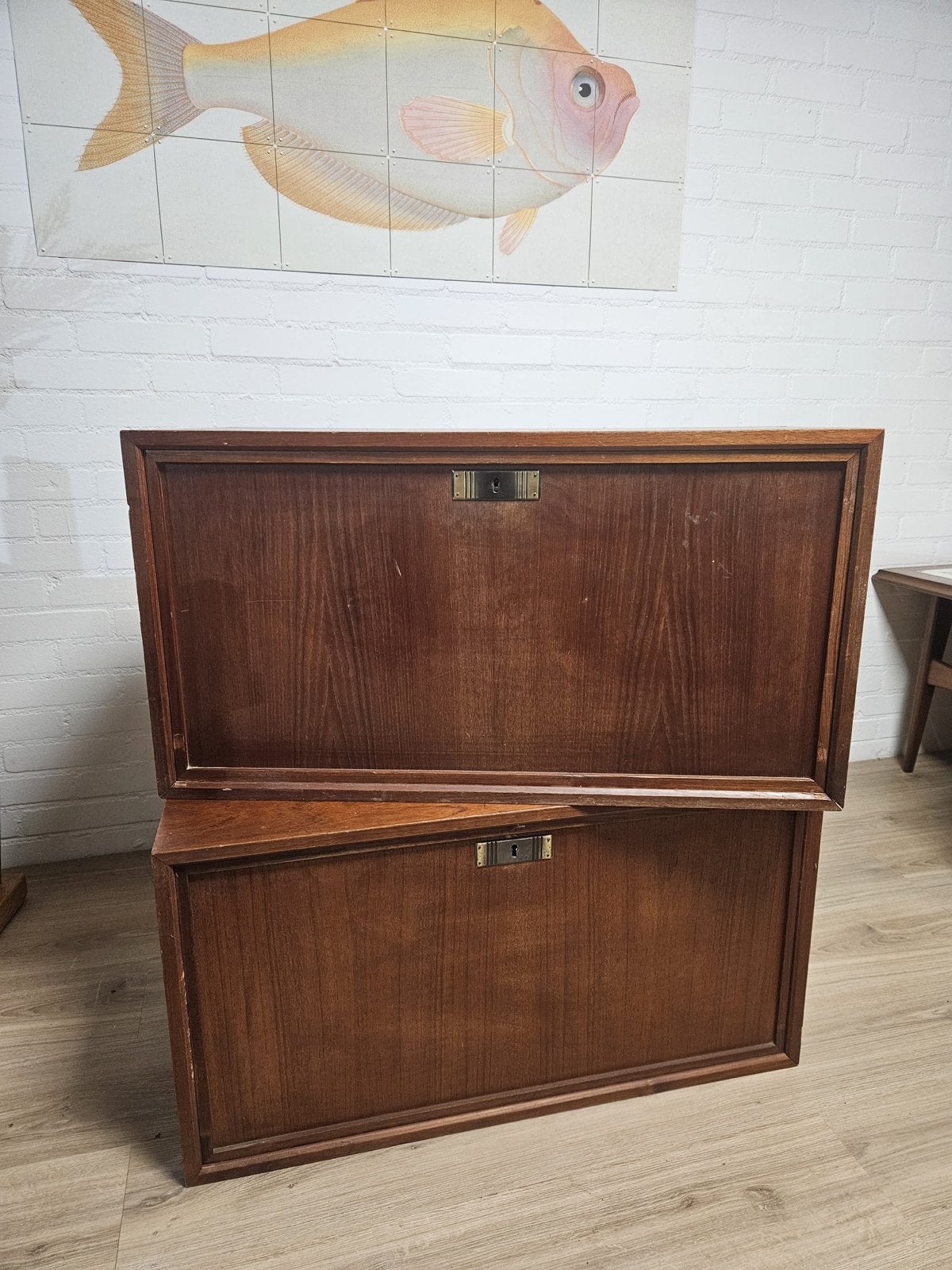 Poul Cadovius Royal System klepkast Teak Wandkast Element, Ophalen, Gebruikt, Met klep(pen), Teakhout
