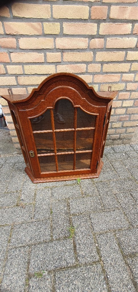 Eiken vitrine hangkastje., Ophalen, Eikenhout, 50 tot 100 cm, Minder dan 100 cm