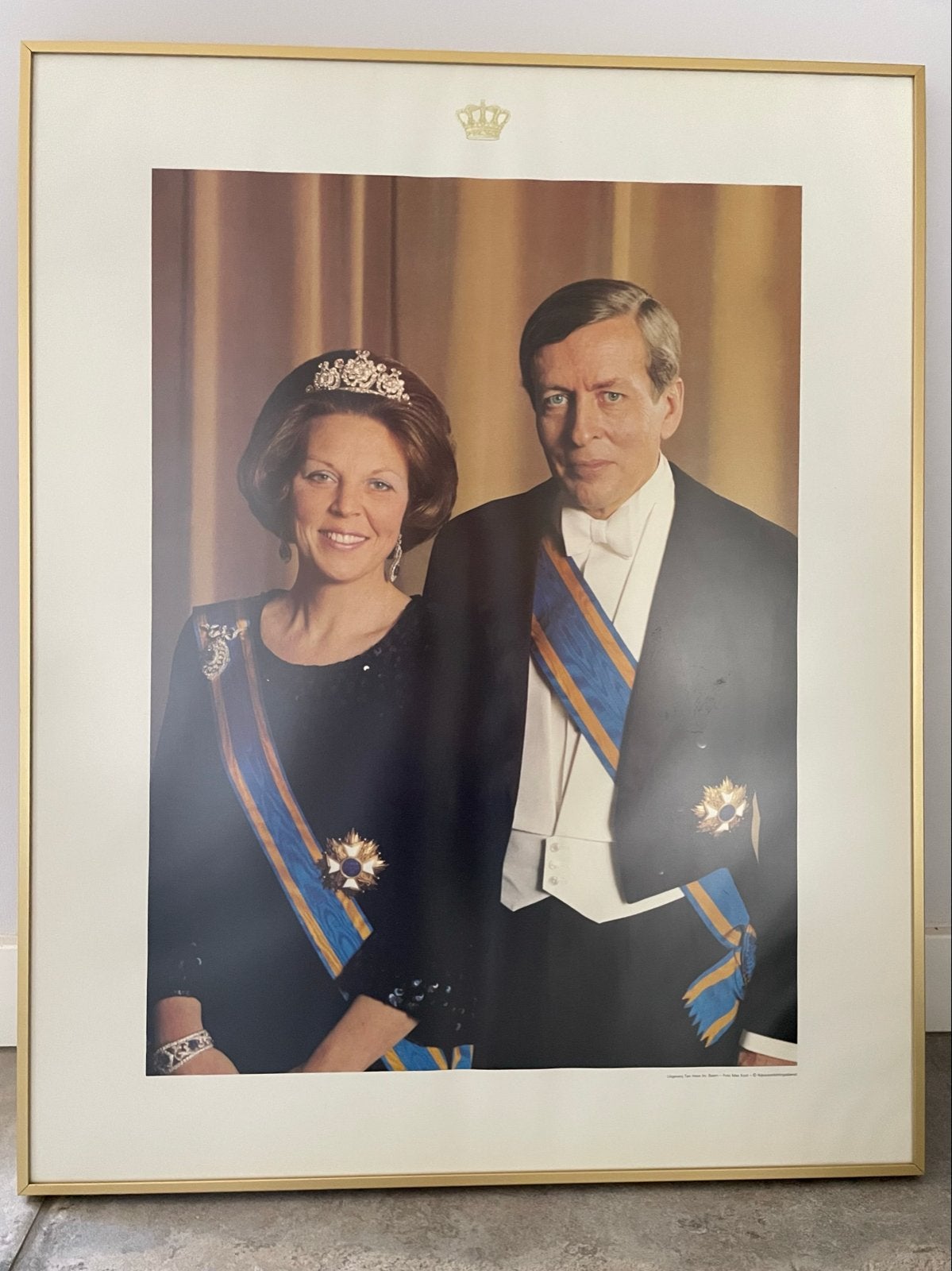 Ingelijste foto Koningin Beatrix en Prins Claus(48,5x60,5cm), Ophalen of Verzenden, Zo goed als nieuw, Nederland, Kaart, Foto of Prent