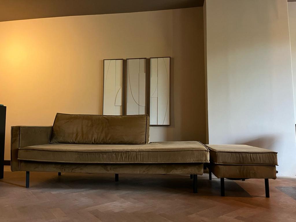 Daybed bank links met poef, Ophalen, Gebruikt, 125 cm of meer, 75 tot 100 cm