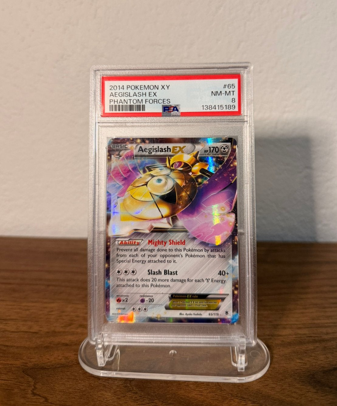 Pokémon Aegislash ex 65 Phantom Forces - English PSA 8, Ophalen of Verzenden, Zo goed als nieuw