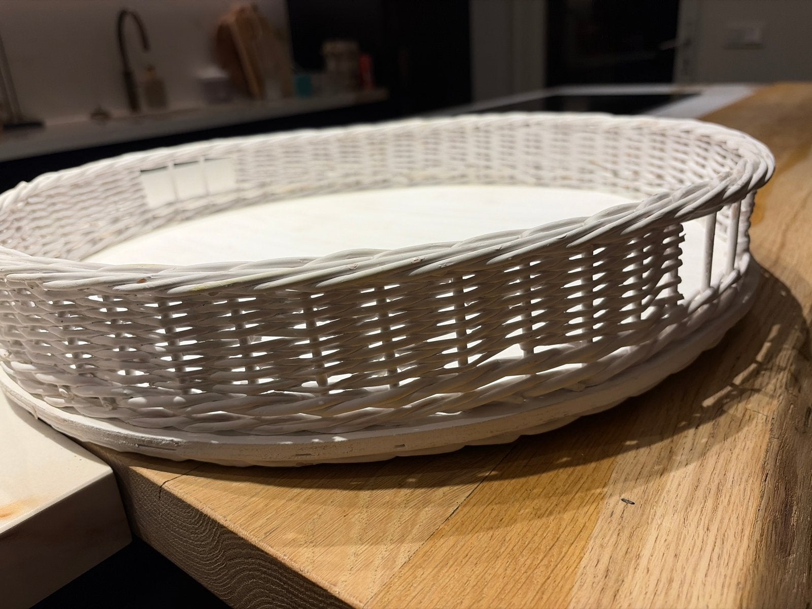 Wit rotan dienblad - Ovaal, Huis en Inrichting, Ophalen, Gebruikt, Dienblad, Ovaal