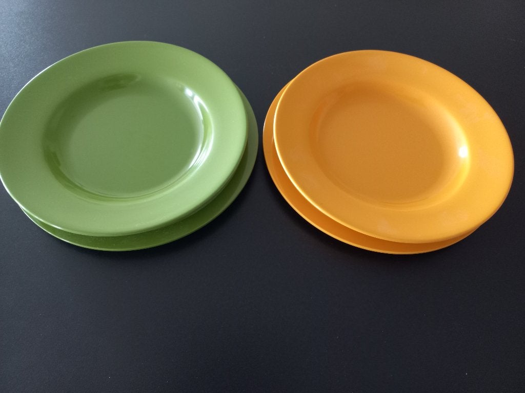 4 z.g.a.n. Retro Mepal borden 2 x diep en 2 x diner borden, Ophalen of Verzenden, Zo goed als nieuw