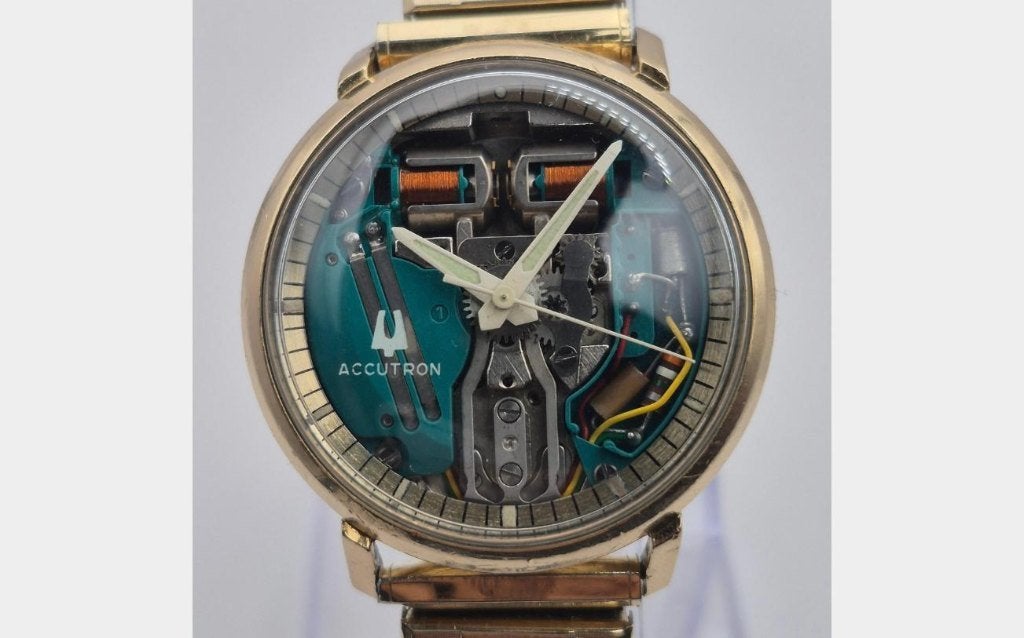 Bulova Accutron 214 Spaceview 1965 gold filled rekband, Ophalen of Verzenden