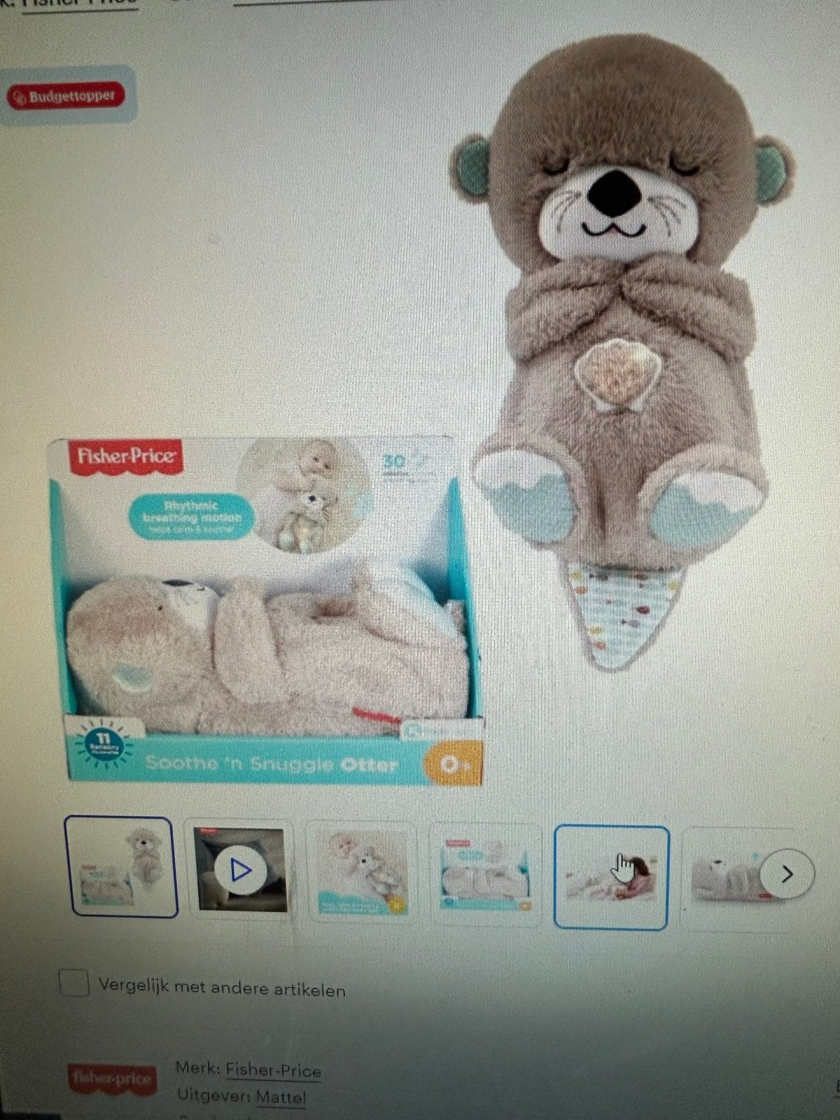 Fisher-Price Soothe 'n Snuggle Otter - Nieuwstaat, Ophalen of Verzenden, Nieuw, Overige typen, Met geluid