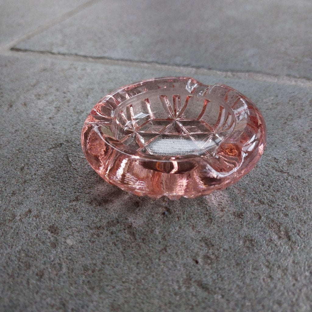 Vintage Kristallen Asbak - Roze - Zo Goed Als Nieuw, Ophalen of Verzenden