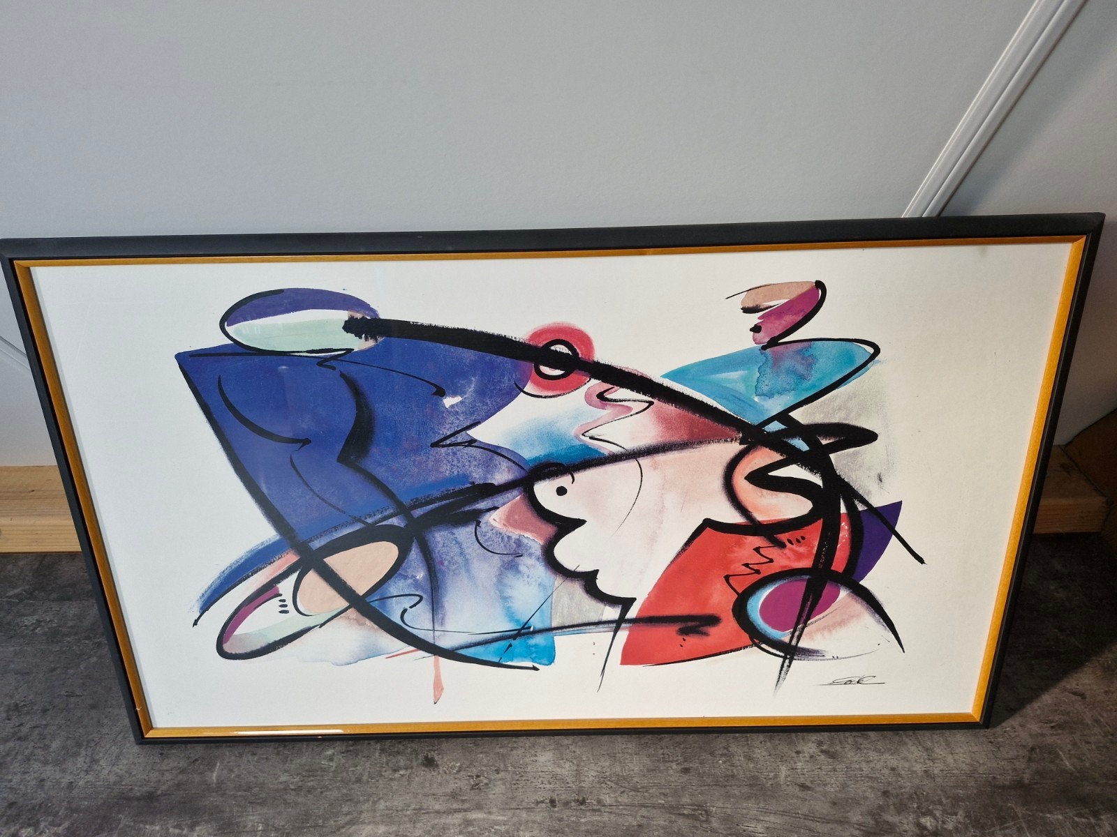 Abstracte kunstprint in lijst, Antiek en Kunst, Kunst | Schilderijen | Abstract, Ophalen