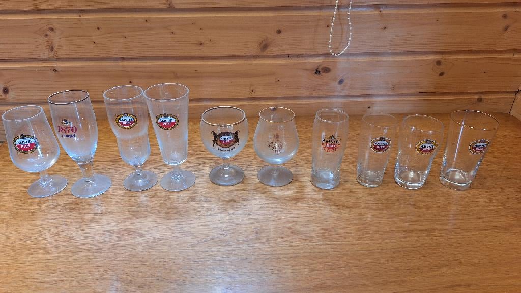 Amstel bier bierglazen 10 stuks, Ophalen, Gebruikt, Glas of Glazen, Amstel