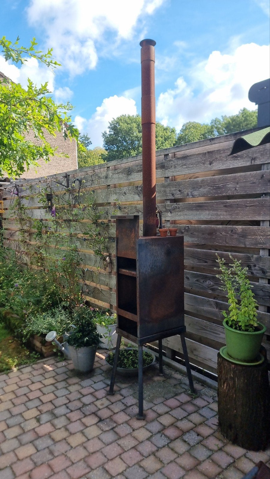 Pizzaoven "mijnpizzaoven" inclusief onderstel houtgestookt., Tuin en Terras, Pizzaovens, Ophalen, Gebruikt, Mijnpizzaoven