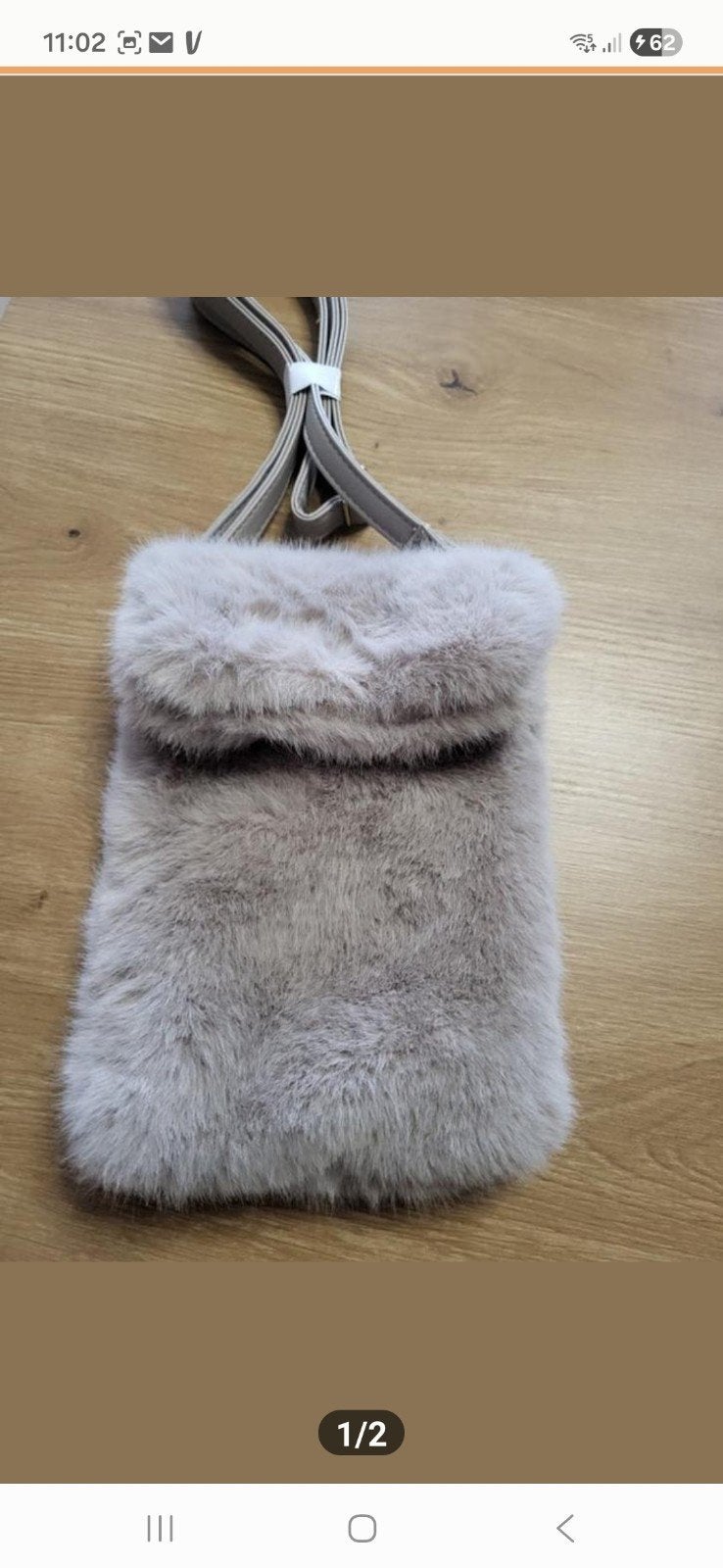 Festival tasje nepbont 15 bij 25 cm, Ophalen of Verzenden, Zo goed als nieuw, Beige