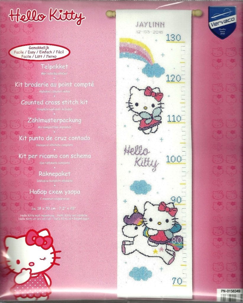 Cado SALE HELLO KITTY borduurpakket groeimeter REGENBOOG, Ophalen of Verzenden, Nieuw, Handborduren, Borduurpakket