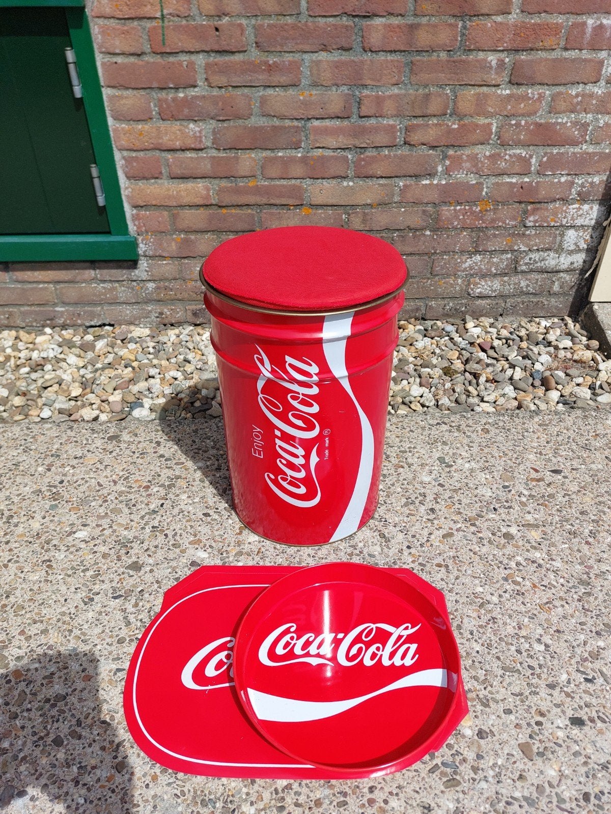 Coca-Cola zitblik  met opbergruimte, Ophalen, Gebruikt