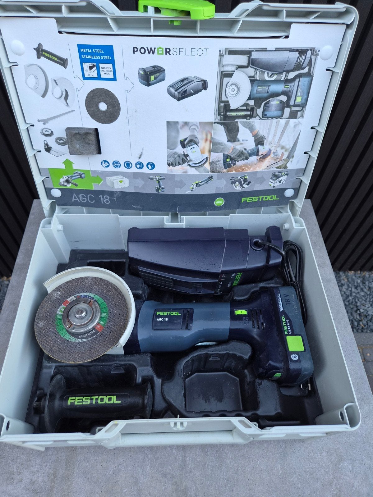 Festool AGC 18-125 EB Haakse Slijpmachine accu,lader,sbox, Ophalen of Verzenden, Zo goed als nieuw, 1000 watt of meer, Haakse handslijpmachine