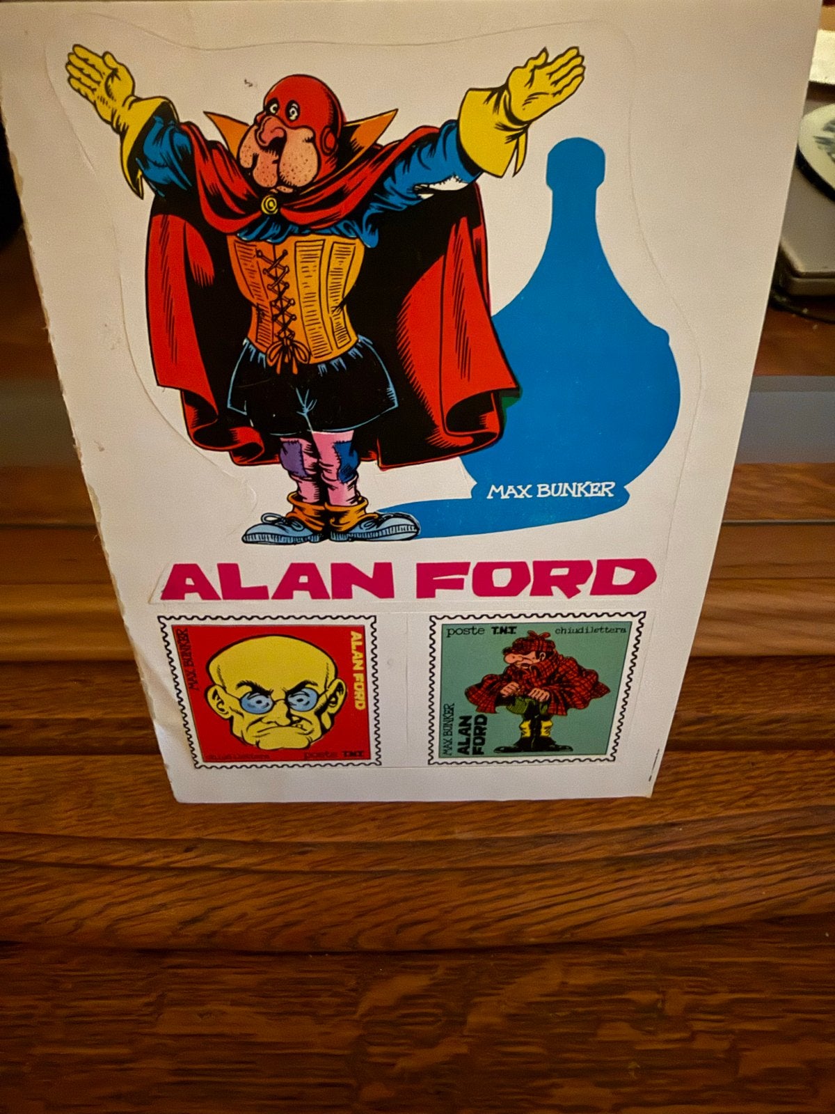 Vintage Alan Ford Sticker - Max Bunker - Uit Italië, Ophalen of Verzenden, Zo goed als nieuw, Strip of Tekenfilm