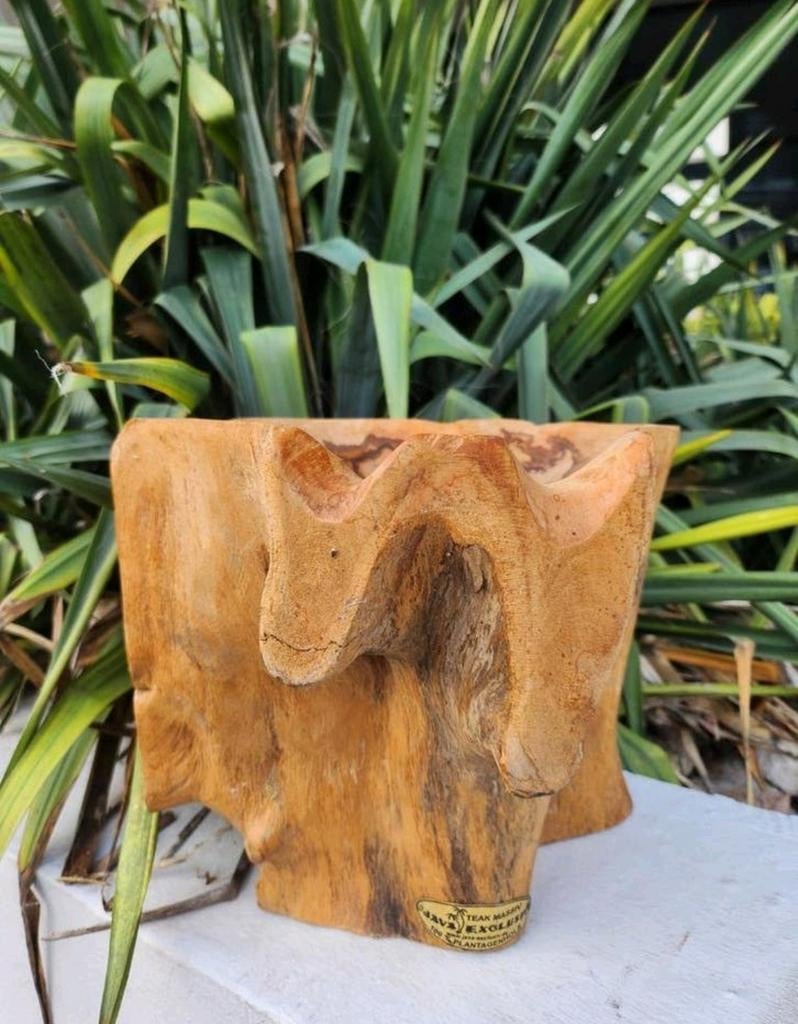 Massive Teak Houten Kandelaar Standard Schaal 25x25 cm., Huis en Inrichting, Woonaccessoires | Kandelaars en Kaarsen, Ophalen of Verzenden
