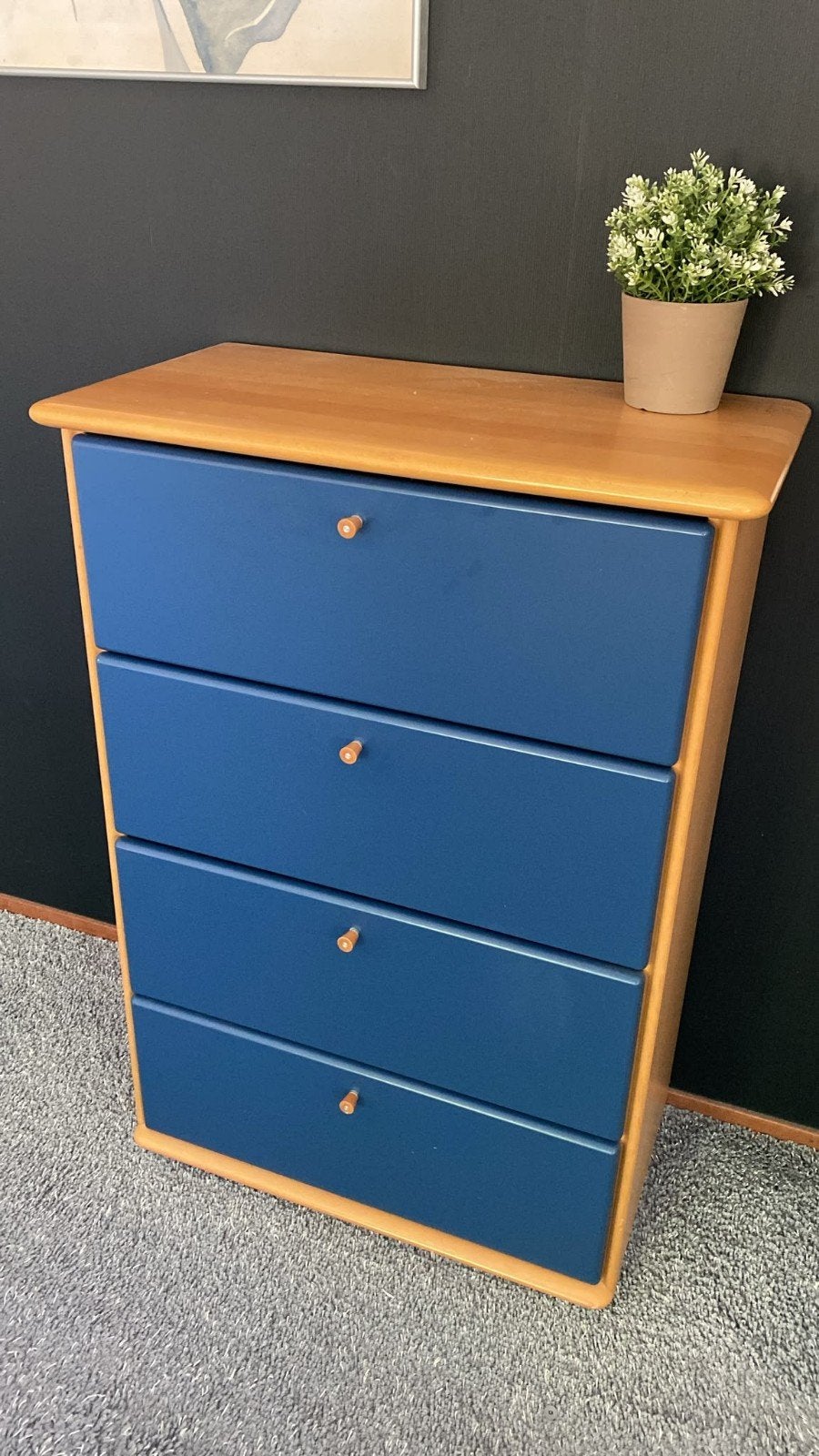 Hülsta ladenkast/commode - Blauw met hout, Huis en Inrichting, Ophalen, 100 tot 150 cm, Zo goed als nieuw, Minder dan 100 cm