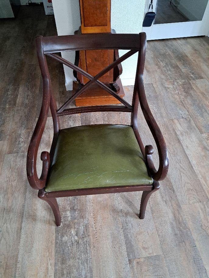 Te koop oude Engelse bureaustoel, Huis en Inrichting, Bureaustoelen, Ophalen, Gebruikt, Bruin, Bureaustoel
