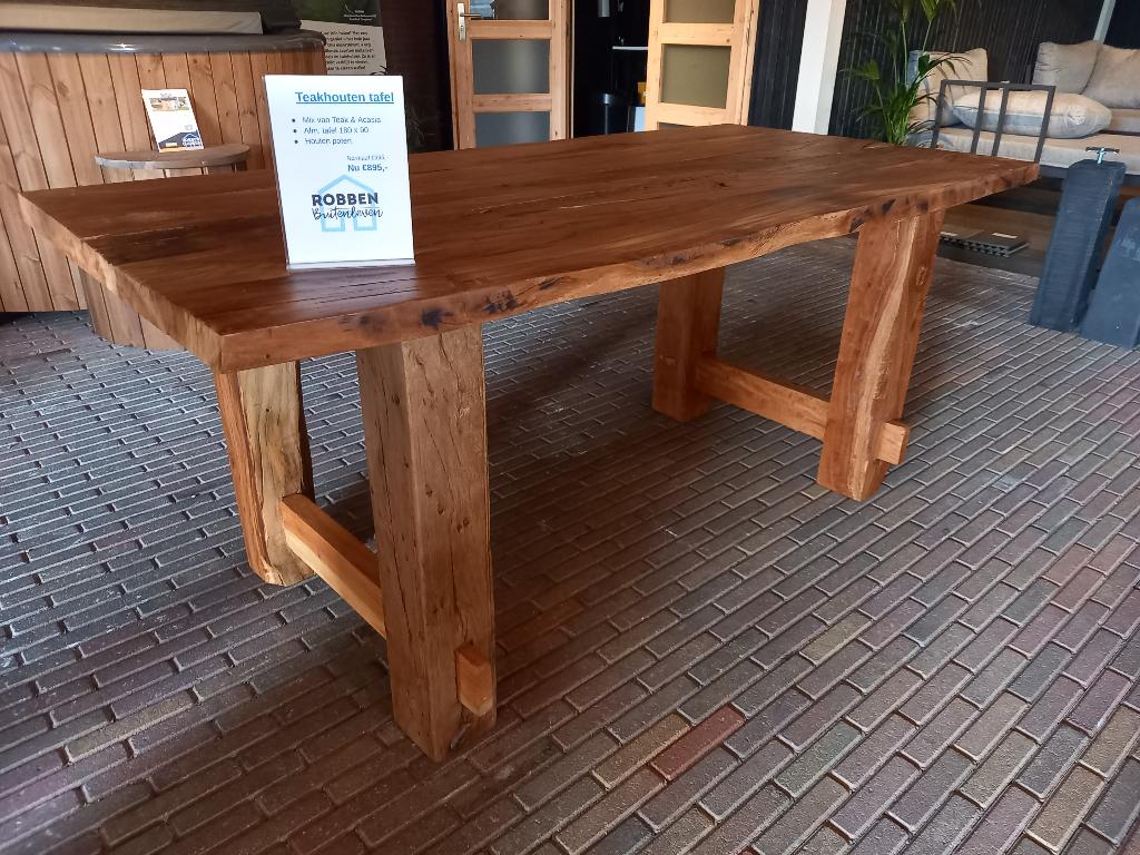 AANBIEDING! Teakhouten dining table 180 x 90 MOOI VOORDELIG!, Huis en Inrichting, Ophalen, Nieuw, 50 tot 100 cm, 150 tot 200 cm