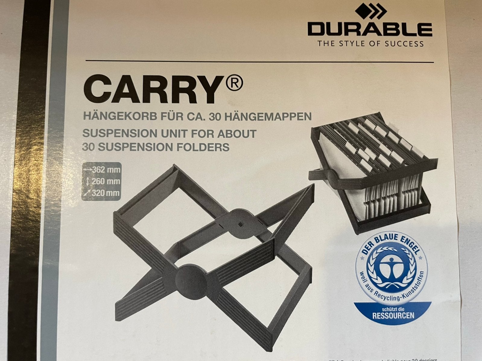 Hangmappenrek Durable Carry A4, Ophalen, Nieuw