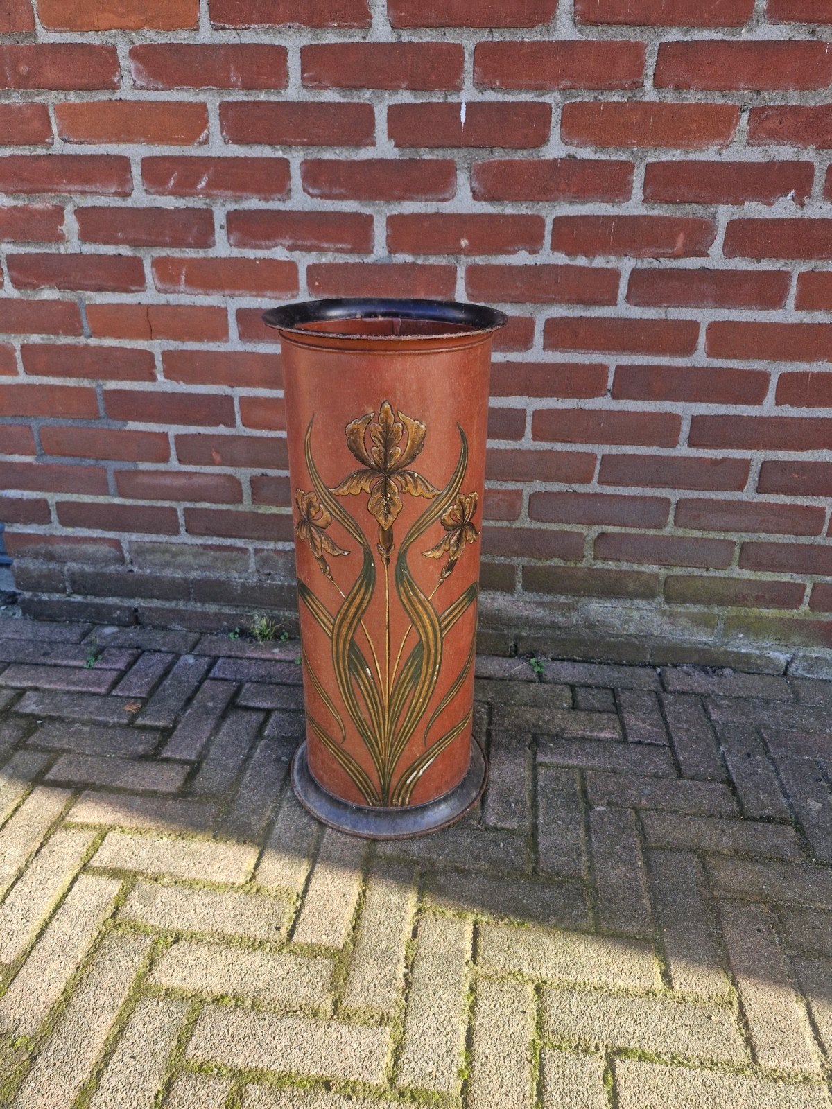 Antieke Art Nouveau Paraplubak met Iris Motief, Huis en Inrichting, Ophalen of Verzenden
