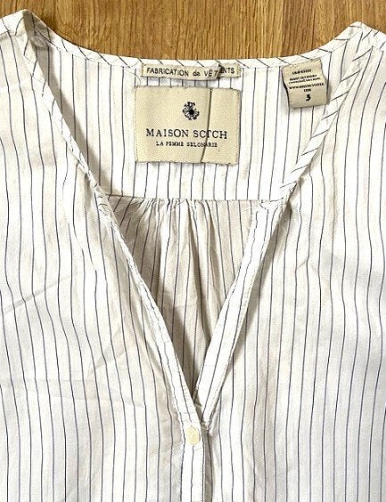 Maison Scoth - Off-white blouson met dun blauw streepje, Wit, Zo goed als nieuw, Maat 36 (S), Maison Scotch