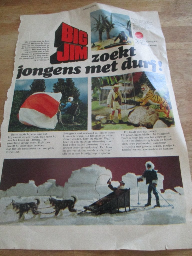 VINTAGE RECLAME ADVERTENTIE BIG JIM, Ophalen of Verzenden, Gebruikt