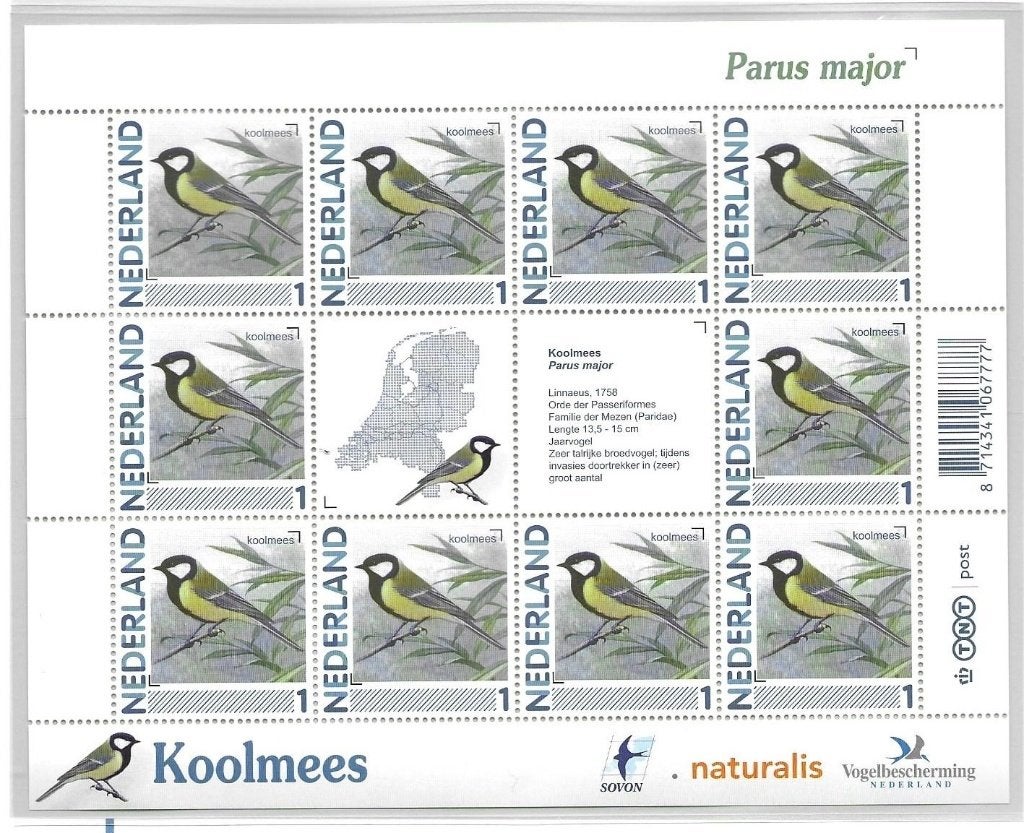 Vel persoonlijke zegels, vogels Koolmees postfris, Ophalen of Verzenden, Postfris
