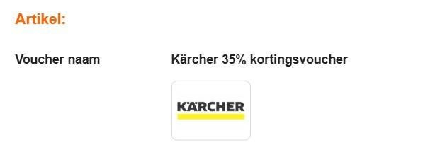 Karcher 35% kortings voucher, Tickets en Kaartjes, Kortingen en Cadeaubonnen, Eén persoon, Kortingsbon, Overige typen