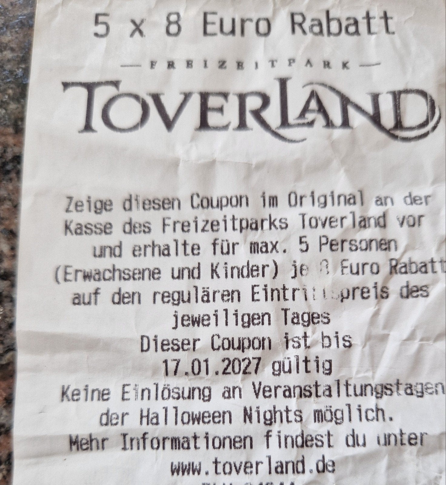 kortingscode  toverland 5 keer 8 euro, Tickets en Kaartjes, Recreatie | Pretparken en Attractieparken, Drie personen of meer, Kortingskaart