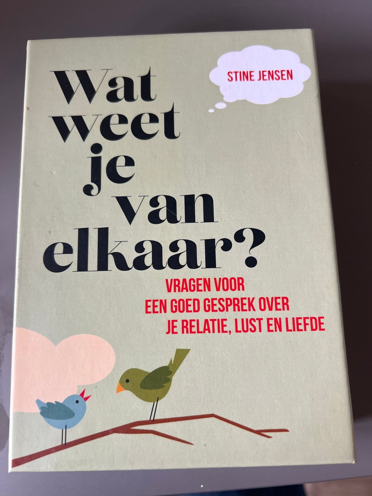 Wat weet je van elkaar? Stine Jensen - Relatievragen, Ophalen of Verzenden, Zo goed als nieuw, Nederland