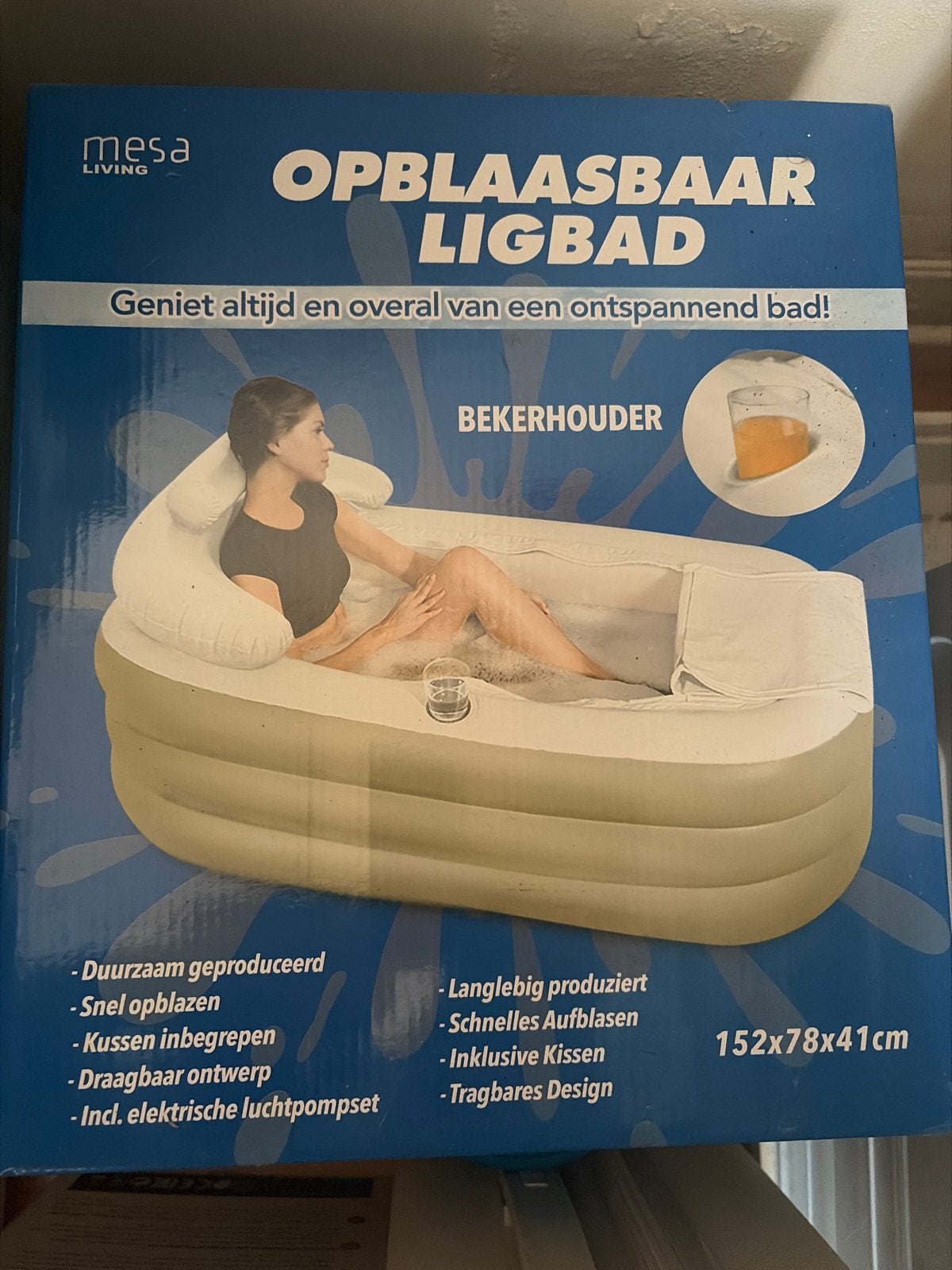 Mesa Living Opblaasbaar Ligbad met Bekerhouder en Pomp, Ophalen, Nieuw