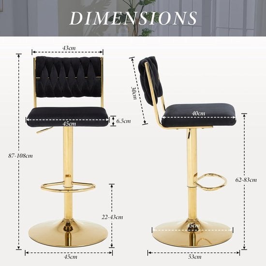 Velvet Barkrukken – Barstoelen – Krukken – Stoelen, Hobby en Vrije tijd, Overige Hobby en Vrije tijd, Nieuw, Verzenden