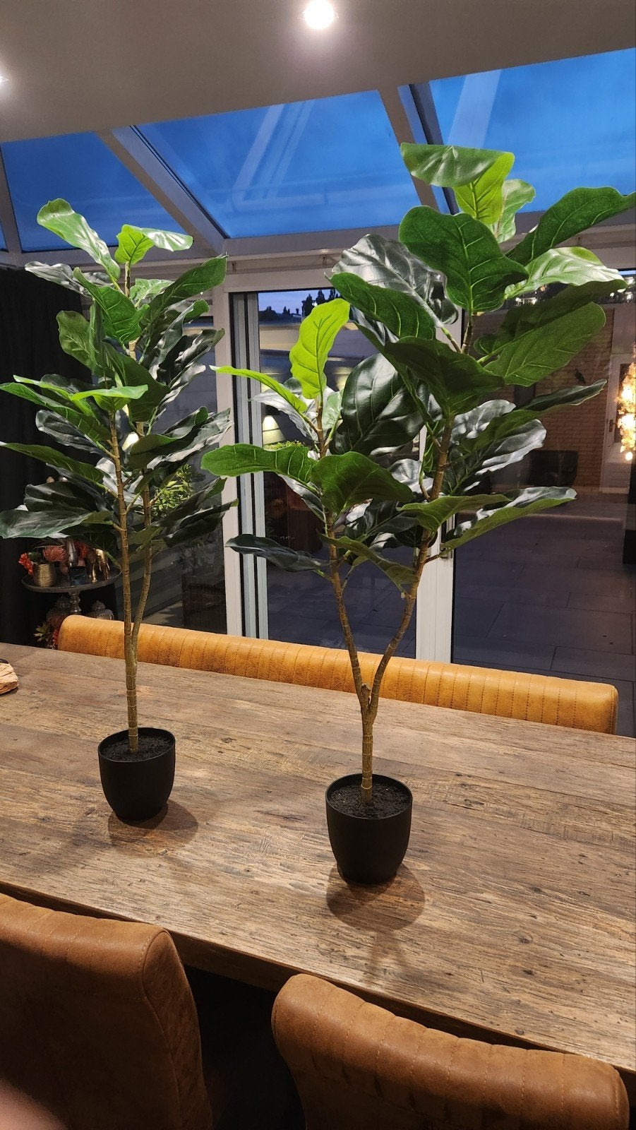 Kunstplant Ficus Lyrata - Realistische Vioolbladplant, Ophalen, Binnen, Groen, Met pot of vaas