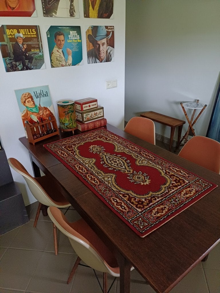 Vloerkleed Tafelkleed vintage Perzisch kleed 60 x 115 cm., Huis en Inrichting, 115 cm, Ophalen of Verzenden, Zo goed als nieuw