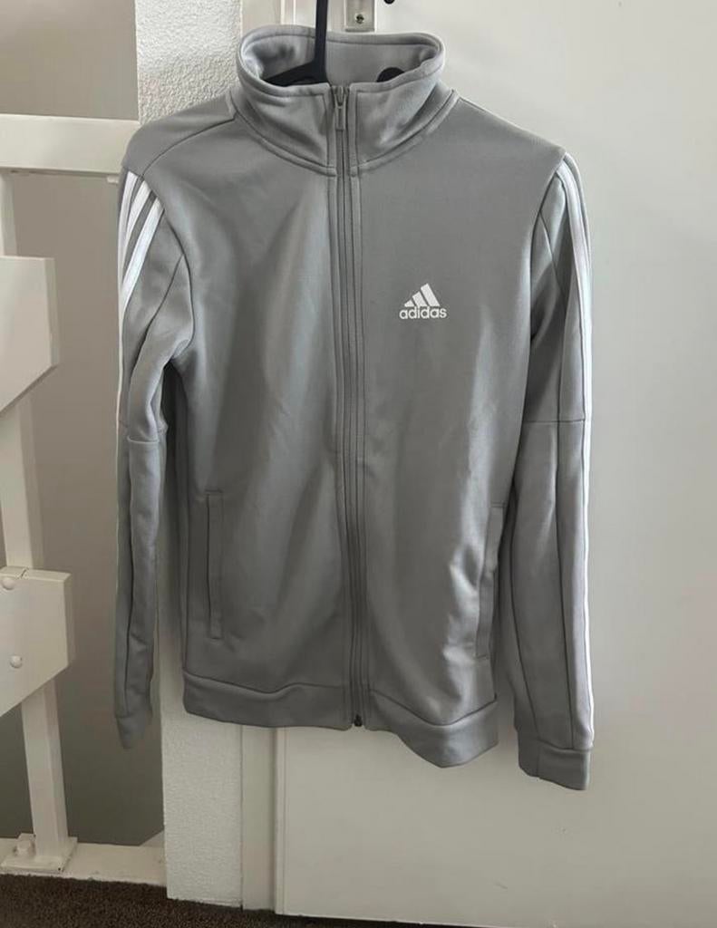 Adidas jasje XS - Grijs met witte strepen, Kleding | Dames, Ophalen of Verzenden, Zo goed als nieuw, Maat 34 (XS) of kleiner, Grijs