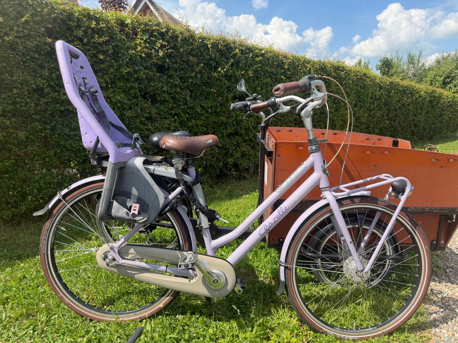Gazelle damesfiets met yepp kinderzitje - Lavendelkleurig, Ophalen, Gebruikt, Velgrem, Versnellingen