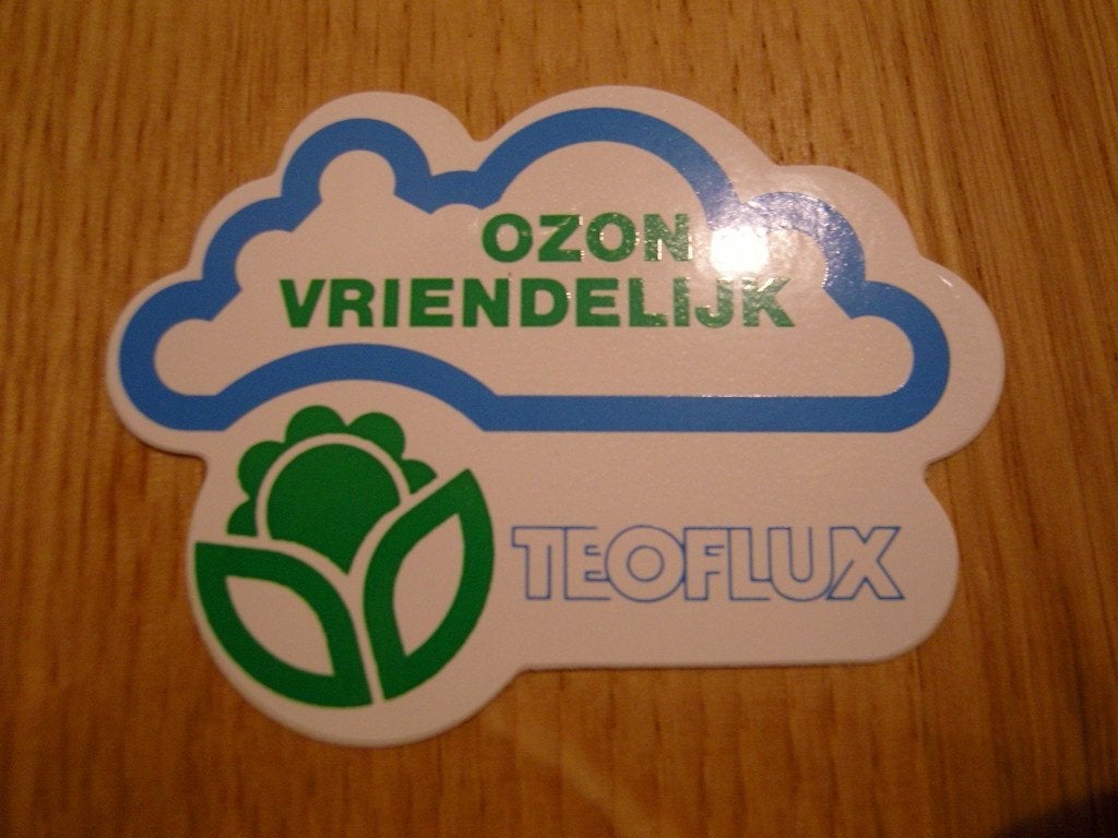 sticker Ozon vriendelijk  TEOFLUX  *, Verzamelen, Stickers, Zo goed als nieuw, Ophalen