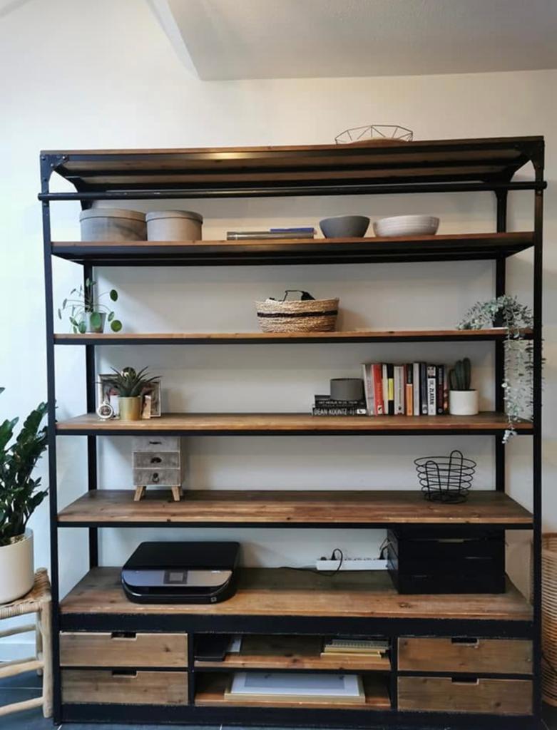 Book shelf metal wood, Ophalen, Zo goed als nieuw