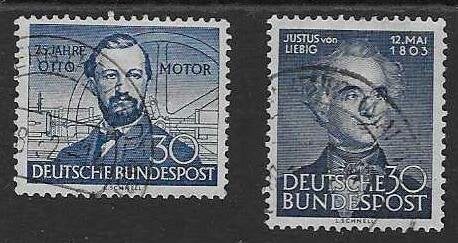 Duitse Bondsrepubliek  Yvert nrs 35 en 52, Verzenden, BRD, Gestempeld