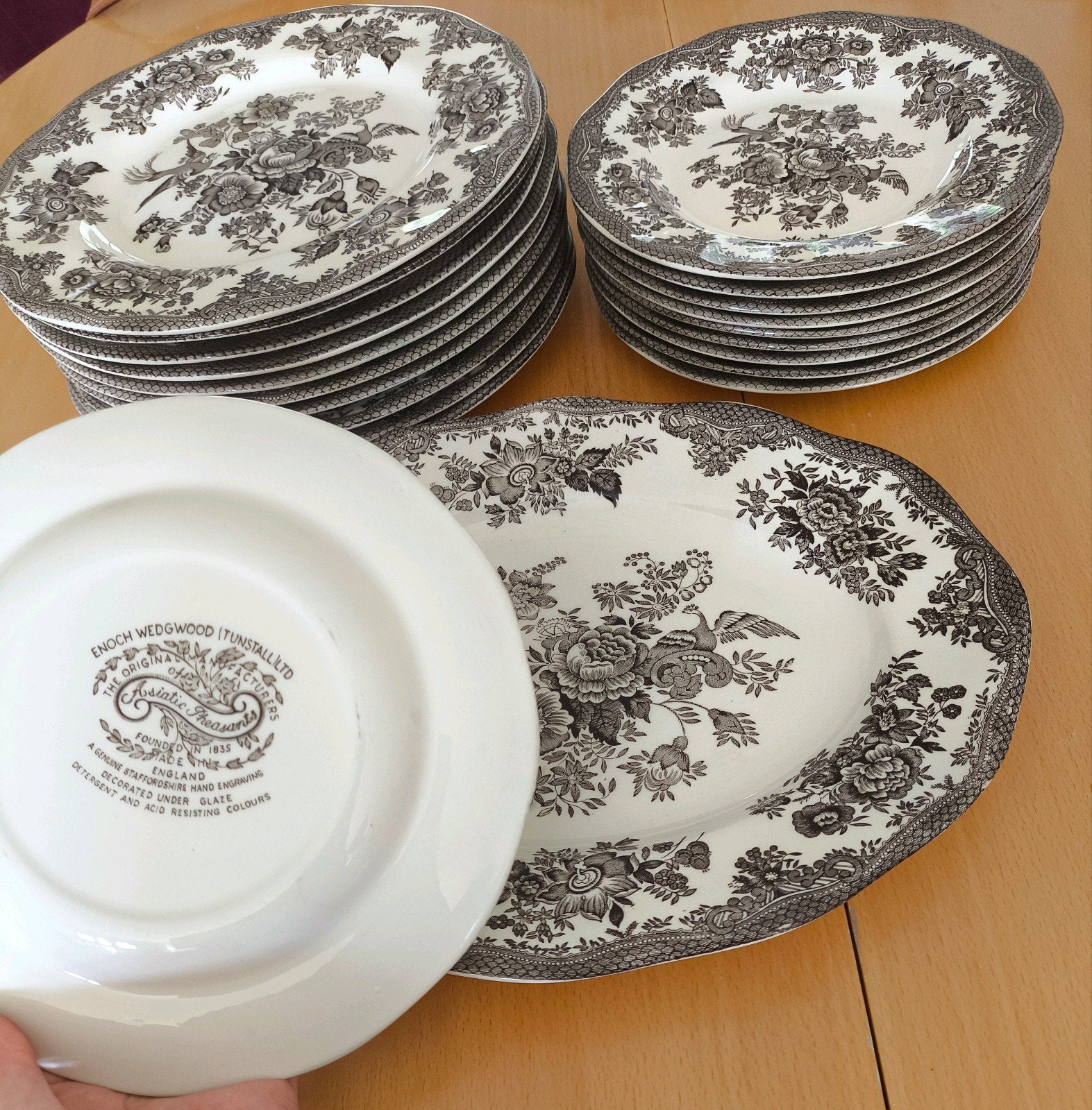 Enoch Wedgwood Asiatic Pheasants Bruin – 21-delig bruin, Ophalen, Aardewerk, Bord(en)