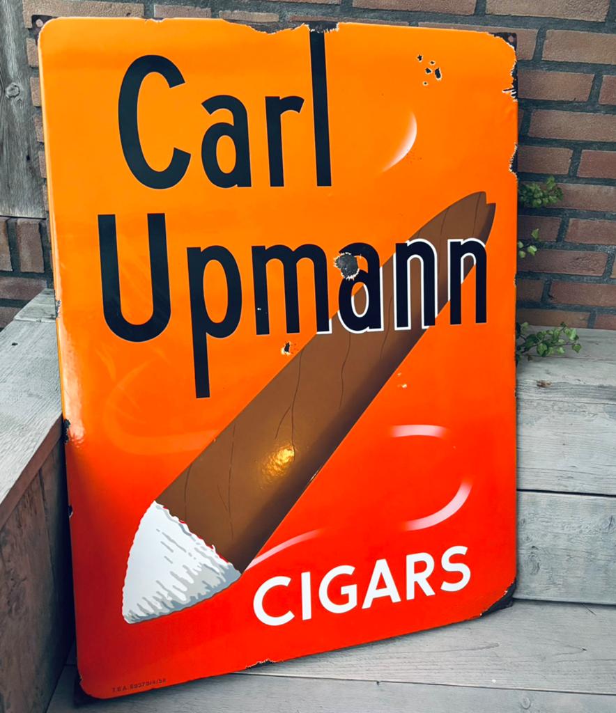 Emaille reclamebord Carl Upmann Cigars Langcat Bussum, Verzamelen, Merken en Reclamevoorwerpen, Ophalen of Verzenden, Zo goed als nieuw