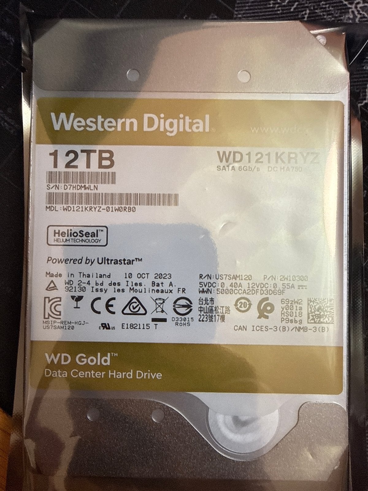 WD Gold 12TB HDD - WD121KRYZ - Zo goed als nieuw (8k uur)