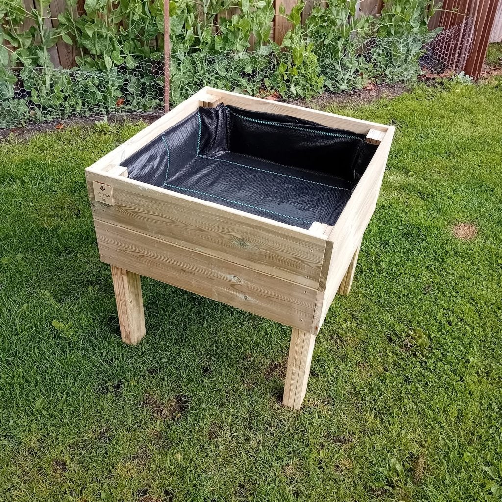 Moestuinbak 60x60x60 cm – grenenhout – op werkhoogte, Tuin en Terras, Bloembakken en Plantenbakken, Ophalen, Vierkant, Nieuw, Balkon