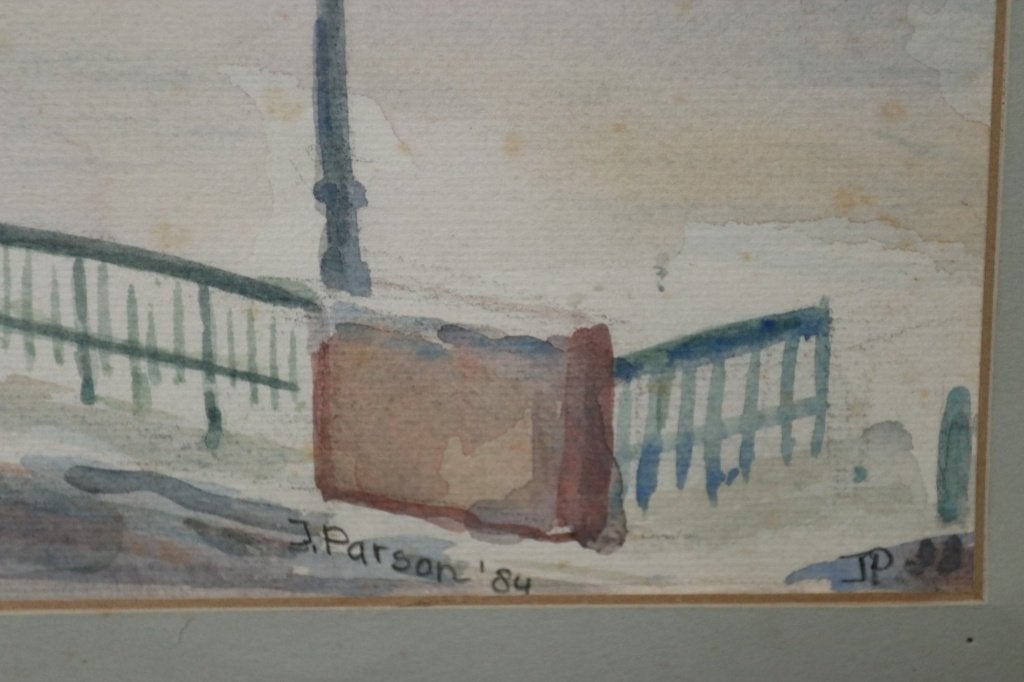 Aquarel Amsterdam stadsgezicht - J. Parson, 1984, Ophalen, Aquarel, Papier/karton, Gesigneerd