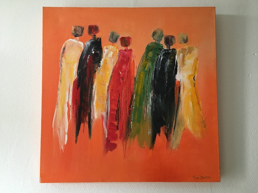 schilderij van kunstenares Toos Bonten, Ophalen of Verzenden, Figuren