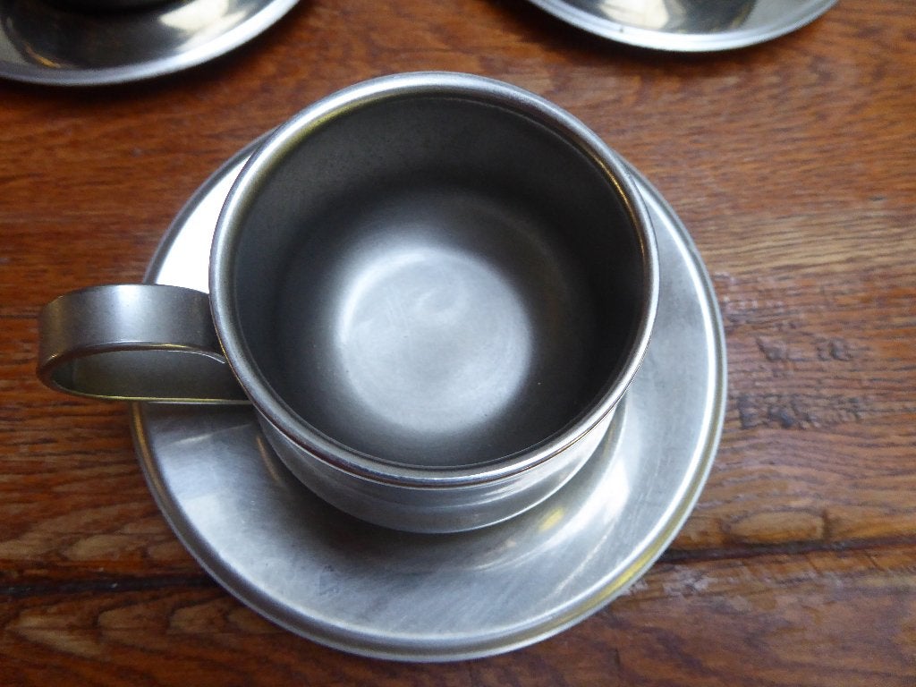 6 inox dubbelwandige espressokopjes Italy, Ophalen of Verzenden