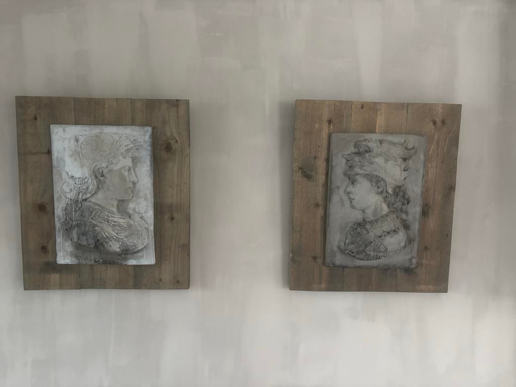Wandpanelen Il Cupido Scipioni - Gietsteen op Hout, Ophalen, 50 - 100 cm, Handgemaakt, Wanddecoratie