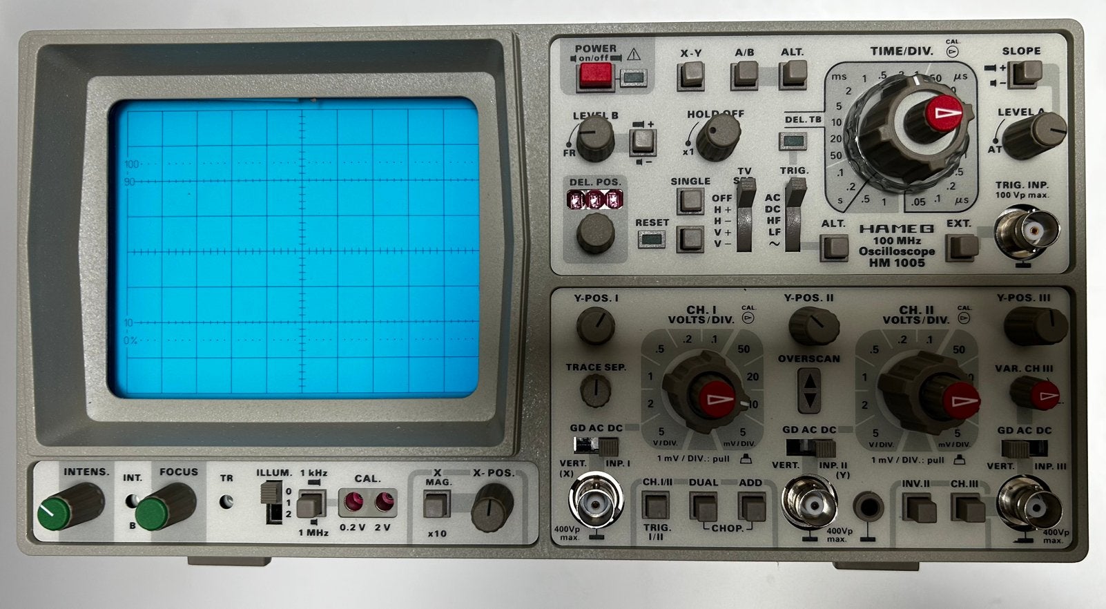 HAMEG HM1005 100MHz oscilloscoop ongebruikte staat, compleet, Ophalen, Zo goed als nieuw